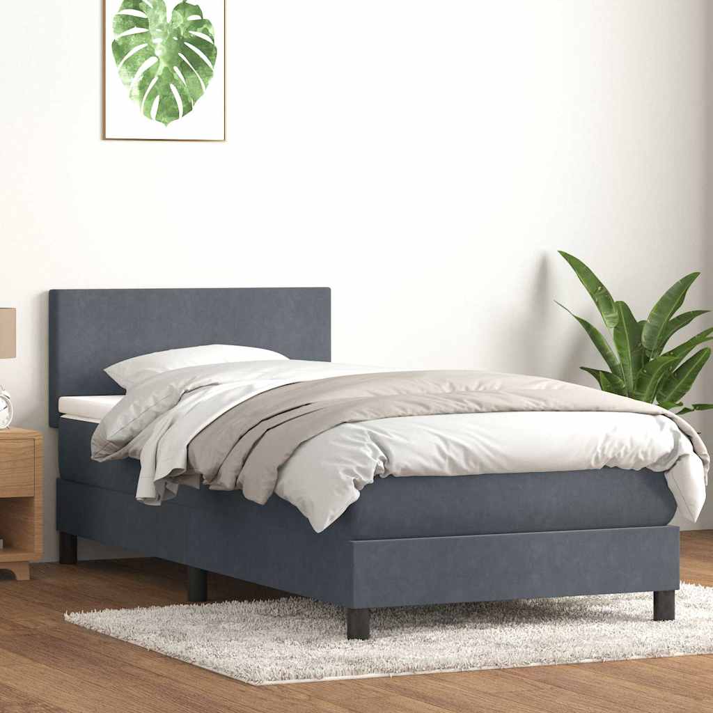 vidaXL Cama box spring con colchón terciopelo gris oscuro 80x210 cm