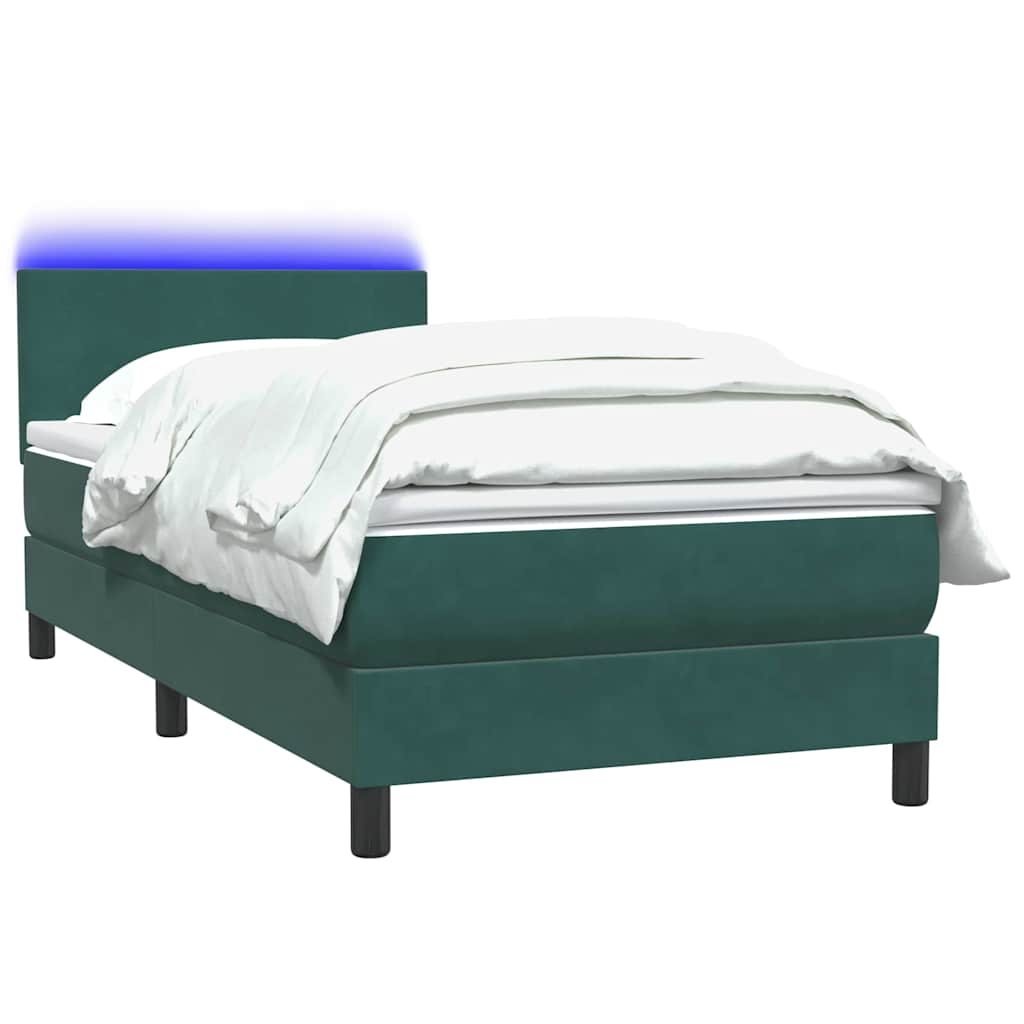 vidaXL Cama box spring con colchón terciopelo verde oscuro 80x210 cm