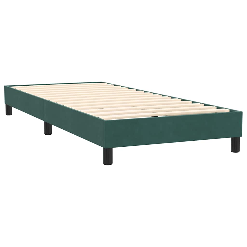 vidaXL Cama box spring con colchón terciopelo verde oscuro 80x210 cm