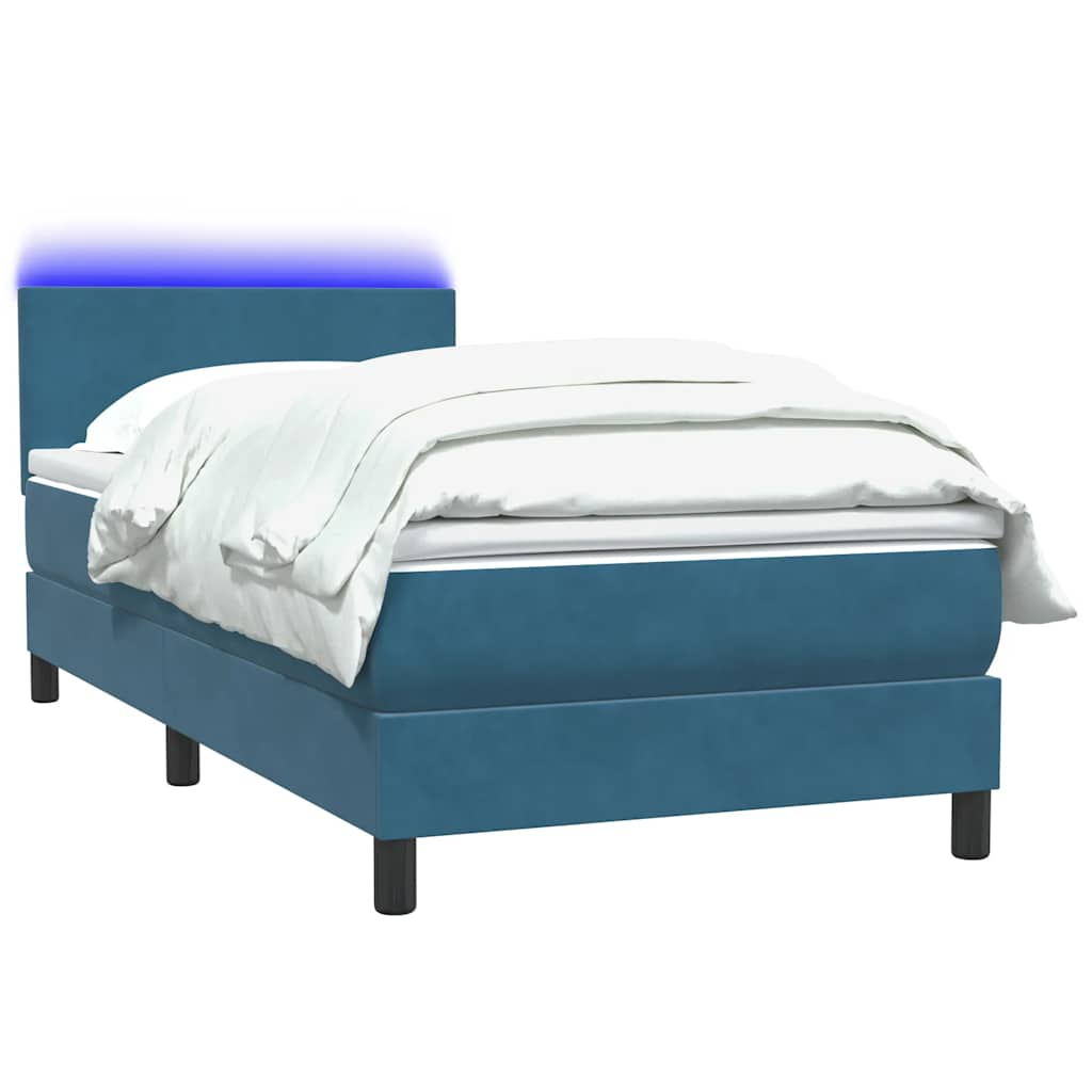 vidaXL Cama box spring con colchón terciopelo azul oscuro 80x210 cm