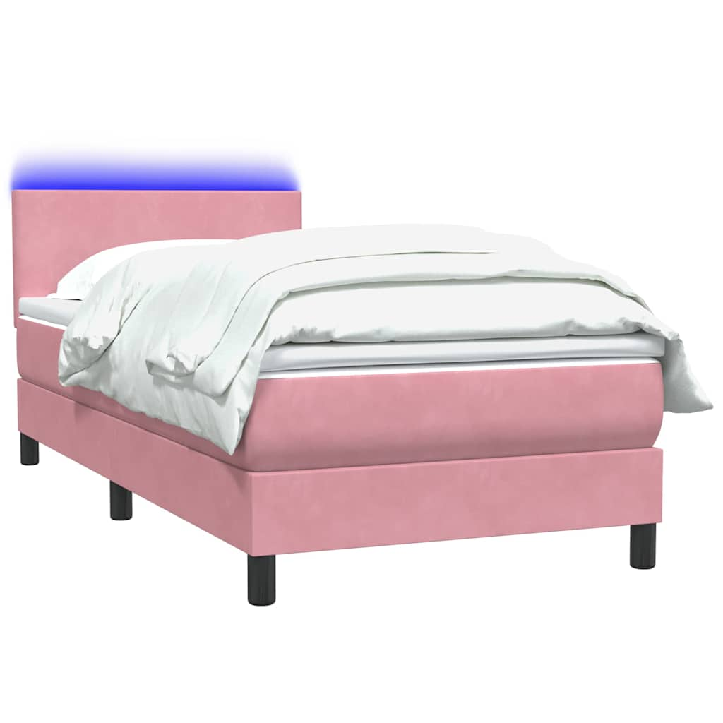 vidaXL Cama box spring con colchón terciopelo rosa 80x210 cm