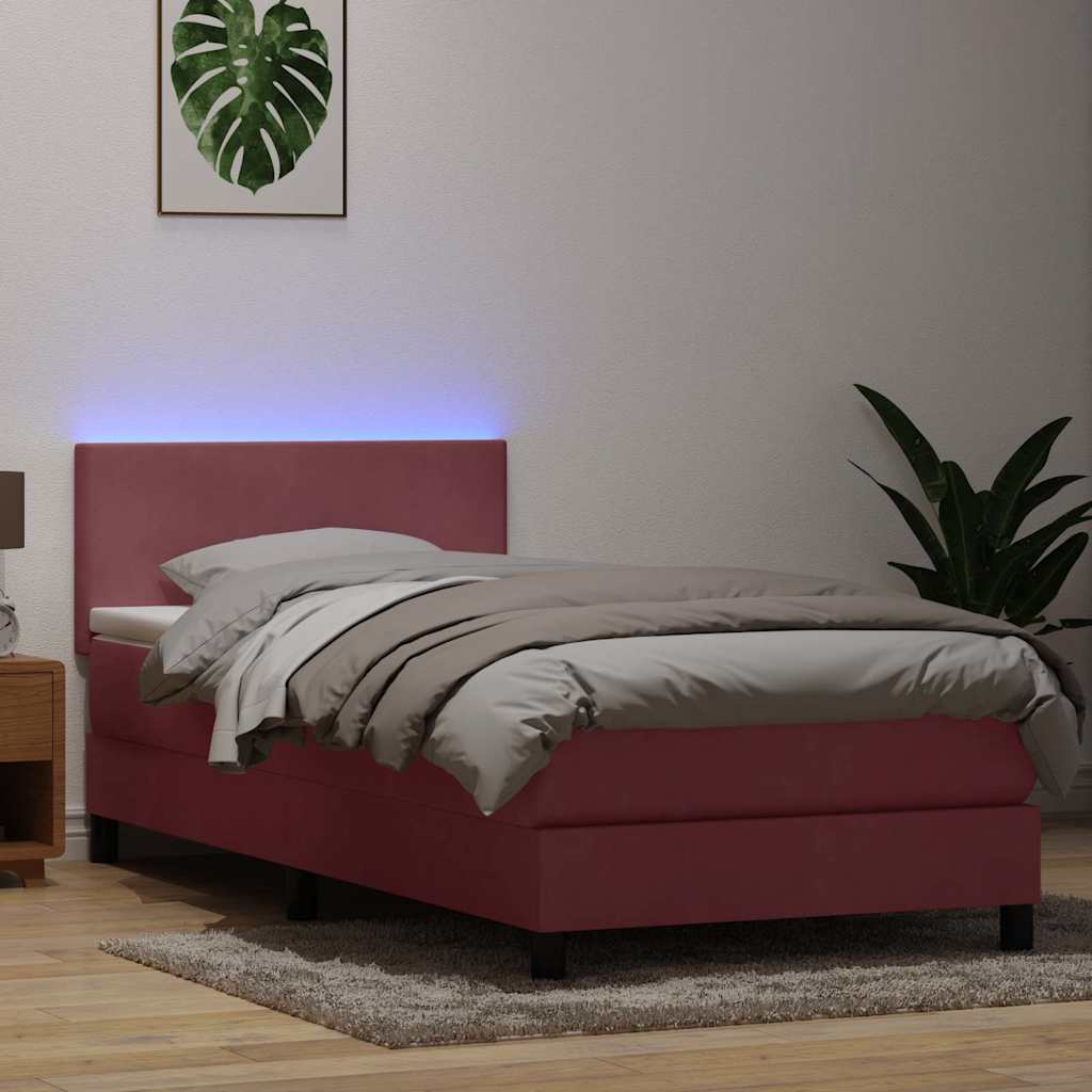 vidaXL Cama box spring con colchón terciopelo rosa 80x210 cm