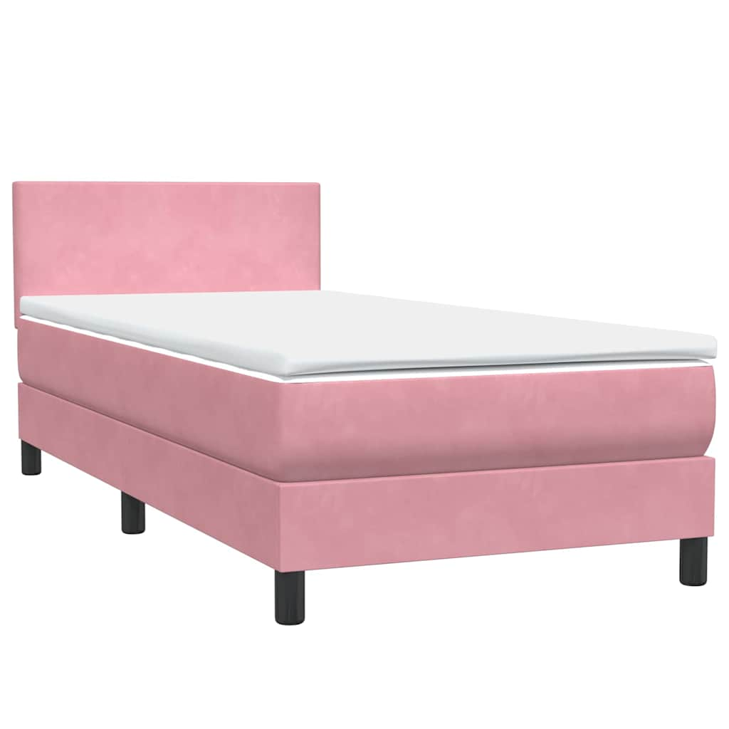 vidaXL Cama box spring con colchón terciopelo rosa 80x210 cm