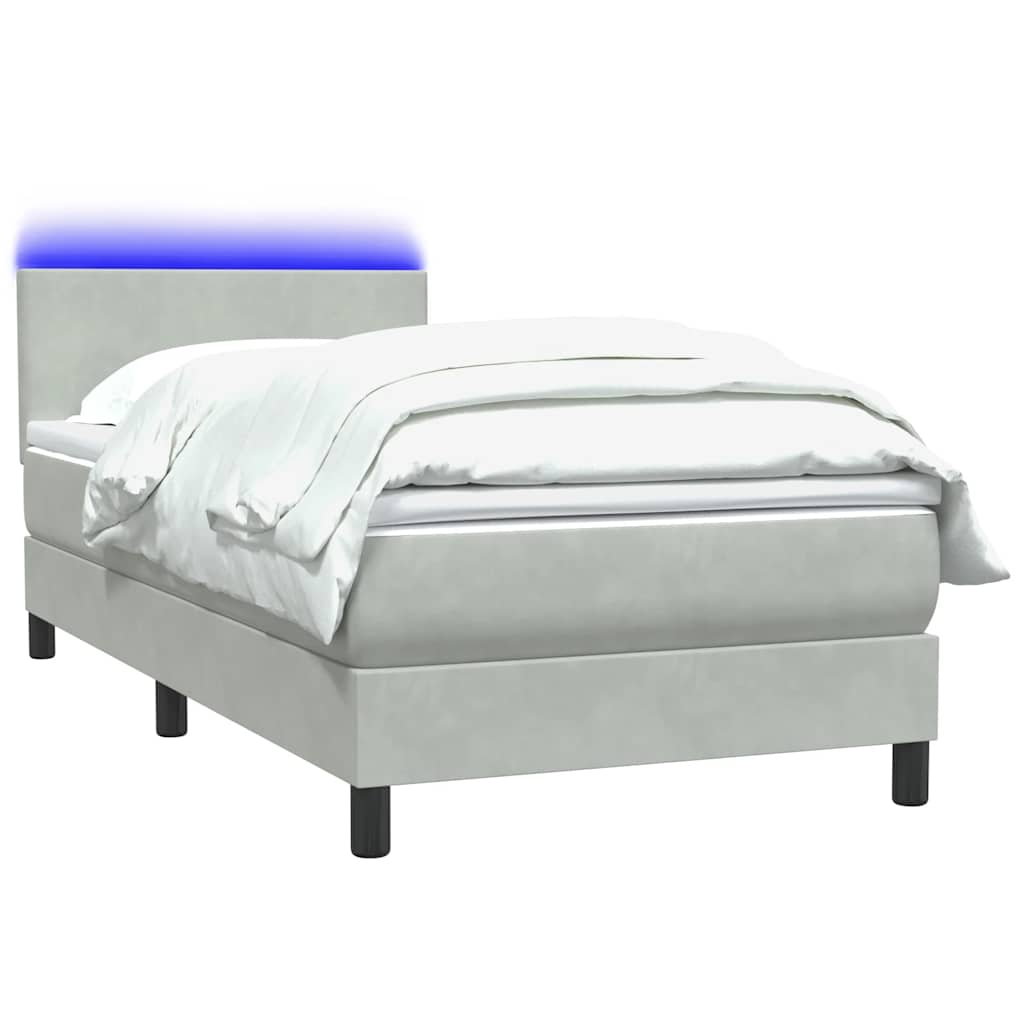 vidaXL Cama box spring con colchón terciopelo gris claro 90x210 cm