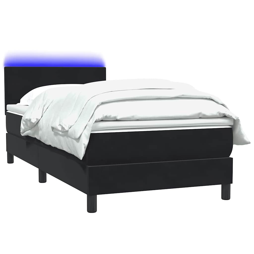 vidaXL Cama box spring con colchón cuero sintético negro 90x210 cm