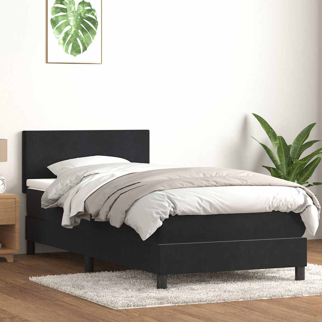 vidaXL Cama box spring con colchón cuero sintético negro 90x210 cm