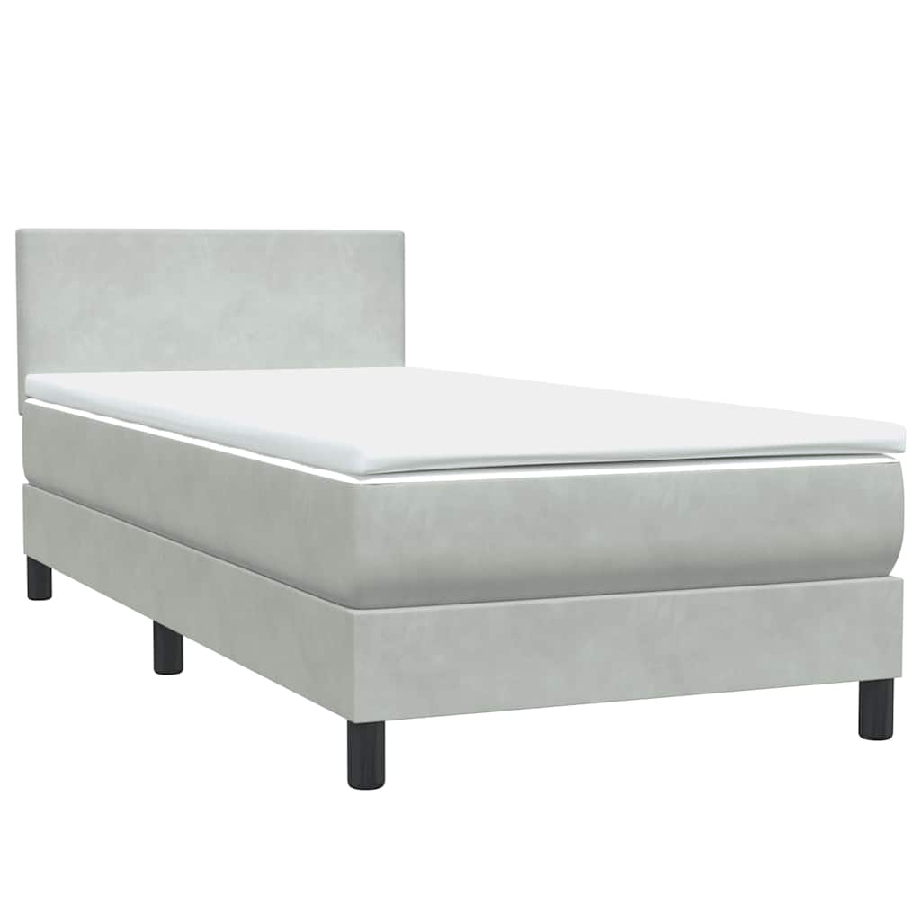 vidaXL Cama box spring con colchón terciopelo gris claro 100x210 cm