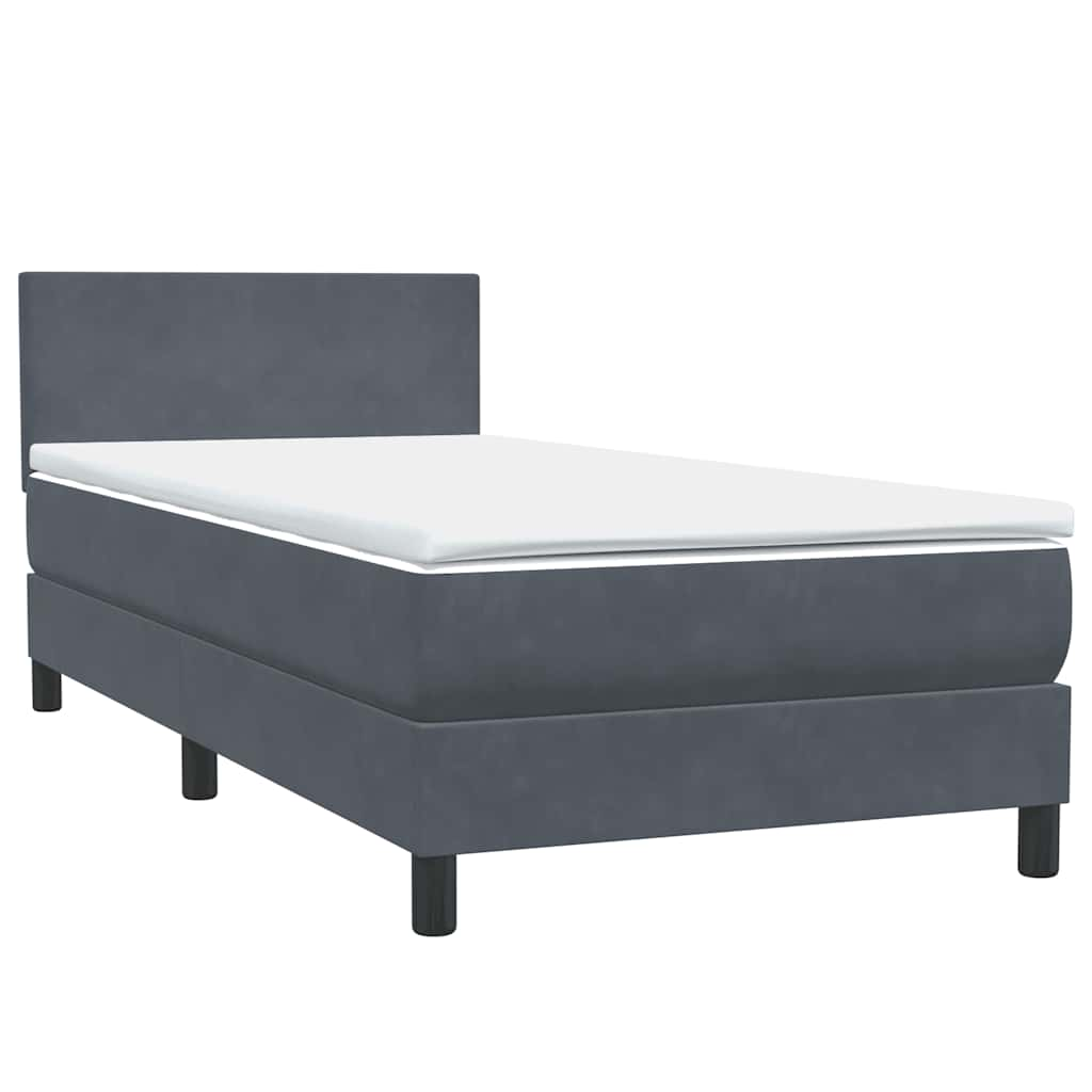 vidaXL Cama box spring con colchón terciopelo gris oscuro 100x210 cm