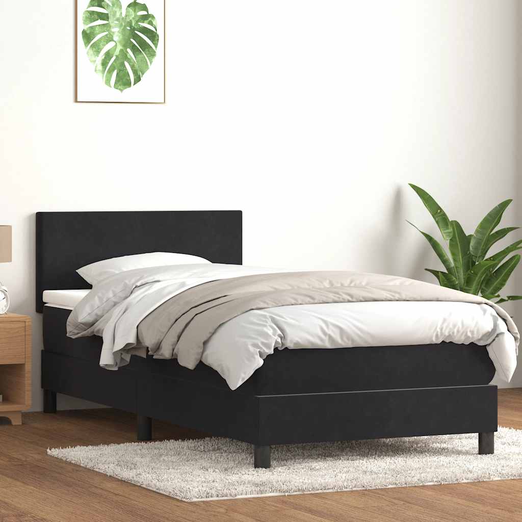 vidaXL Cama box spring con colchón terciopelo negro 100x210 cm