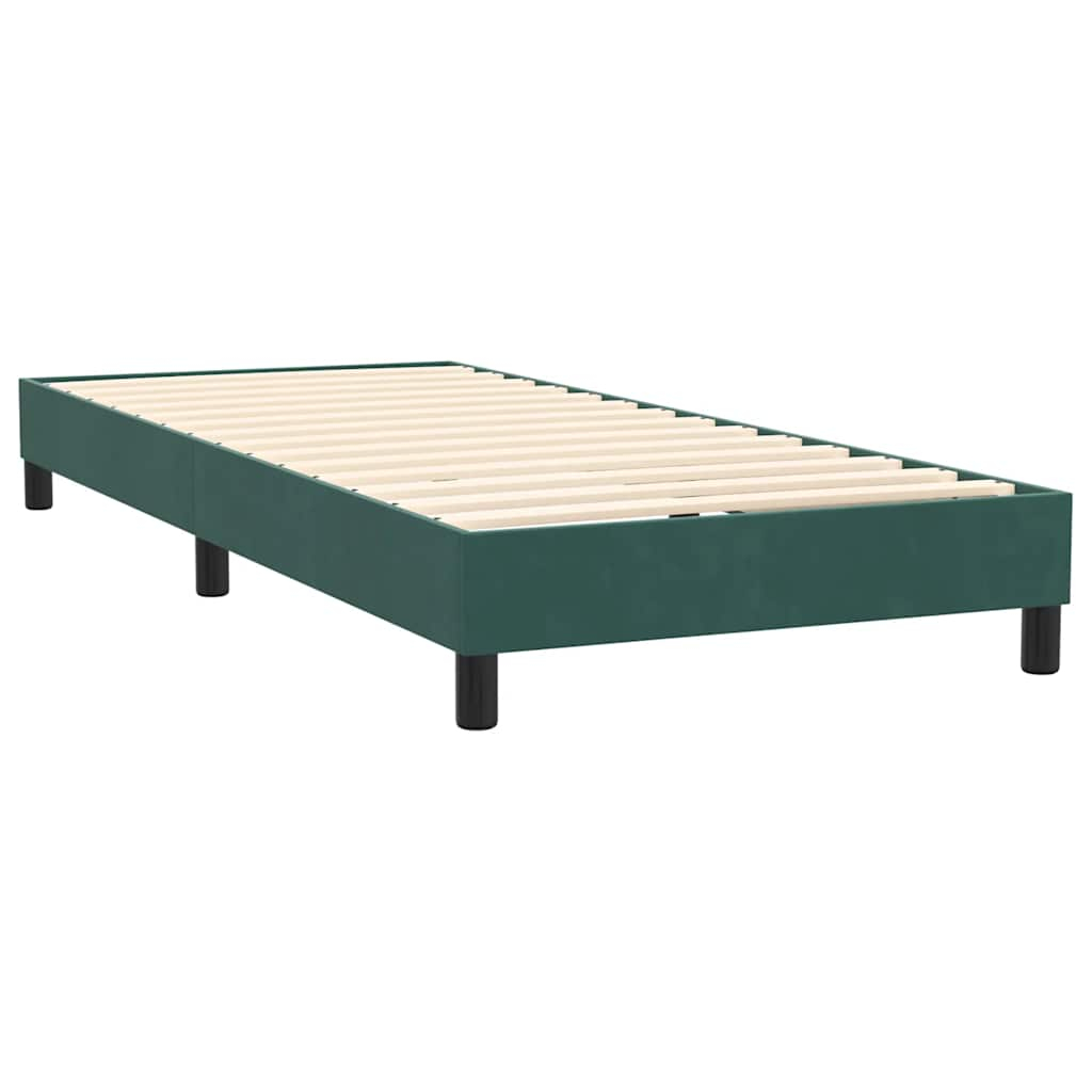 vidaXL Cama box spring con colchón terciopelo verde oscuro 100x210 cm