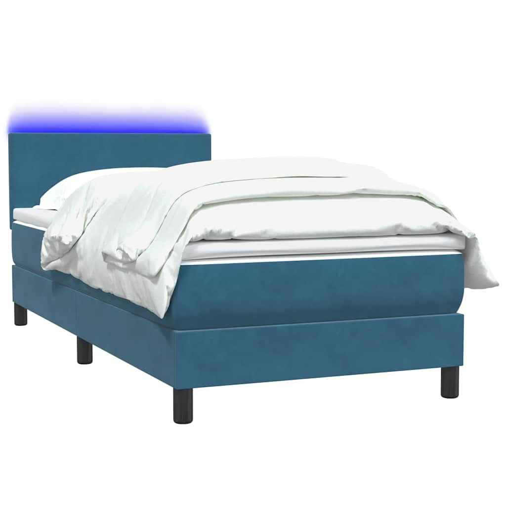 vidaXL Cama box spring con colchón terciopelo azul oscuro 100x210 cm