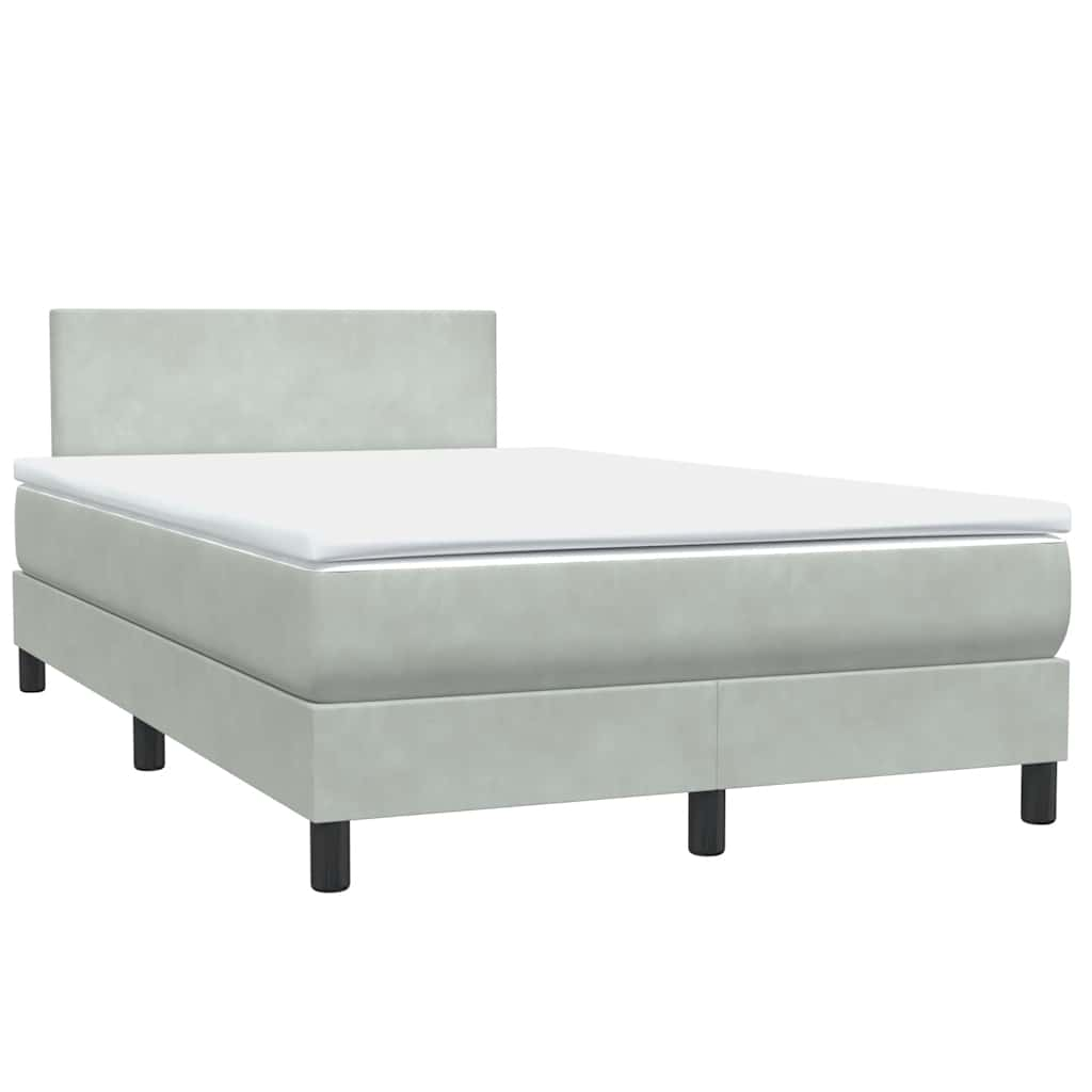 vidaXL Cama box spring con colchón terciopelo gris claro 120x210 cm