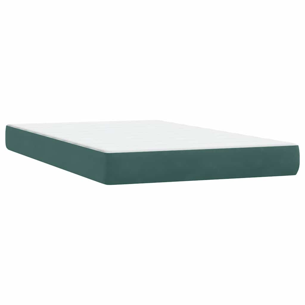 vidaXL Cama box spring con colchón terciopelo verde oscuro 120x210 cm