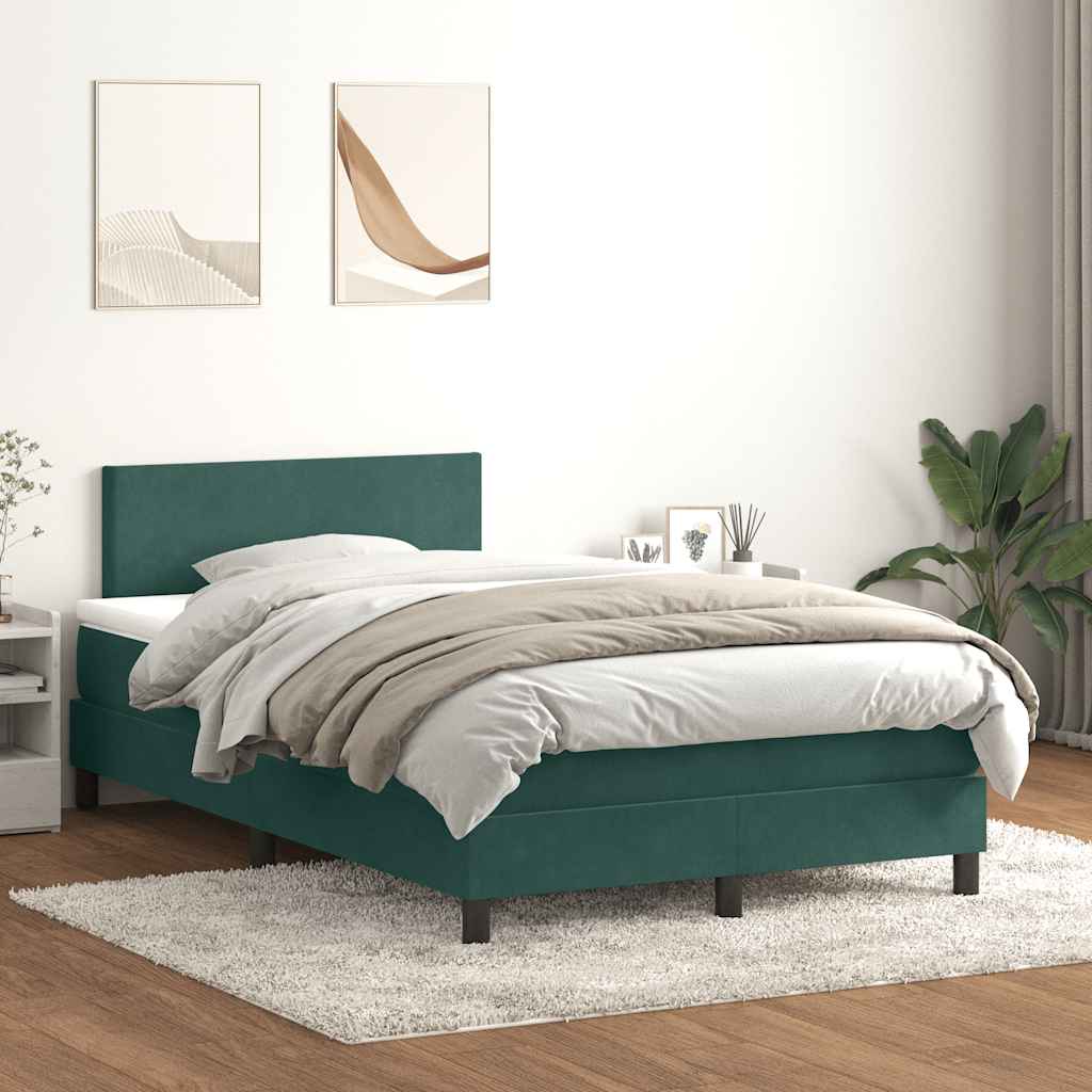 vidaXL Cama box spring con colchón terciopelo verde oscuro 120x210 cm