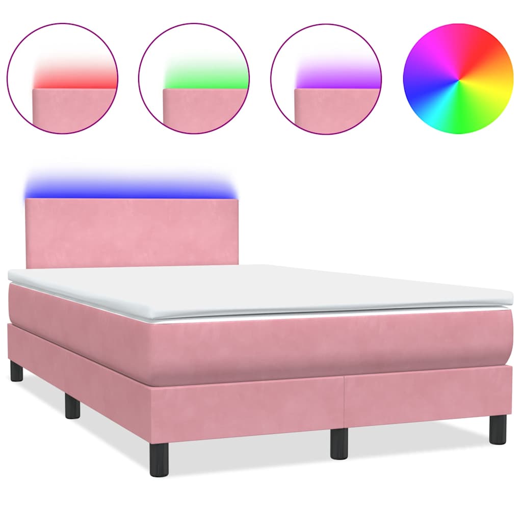 vidaXL Cama box spring con colchón terciopelo rosa 120x210 cm