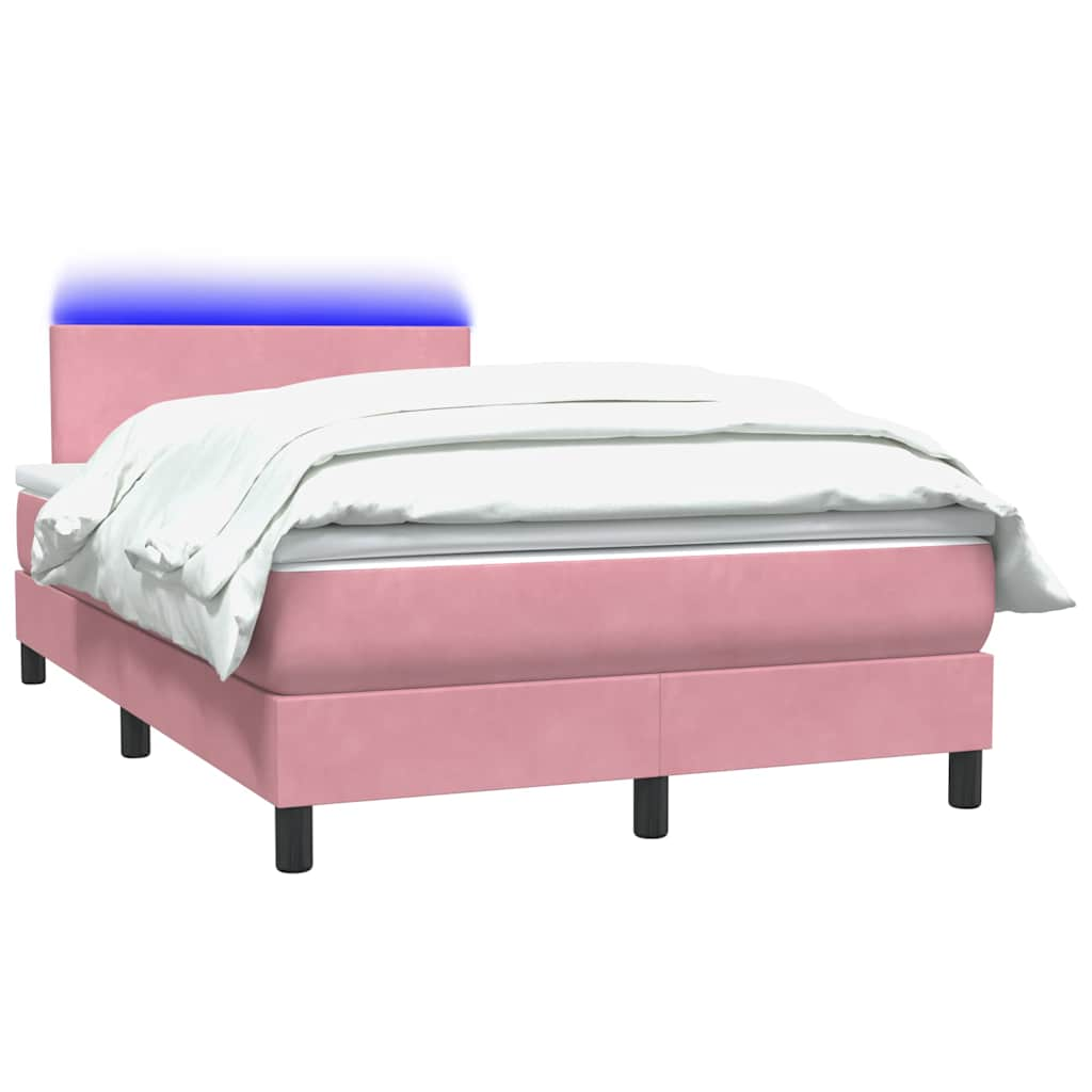 vidaXL Cama box spring con colchón terciopelo rosa 120x210 cm