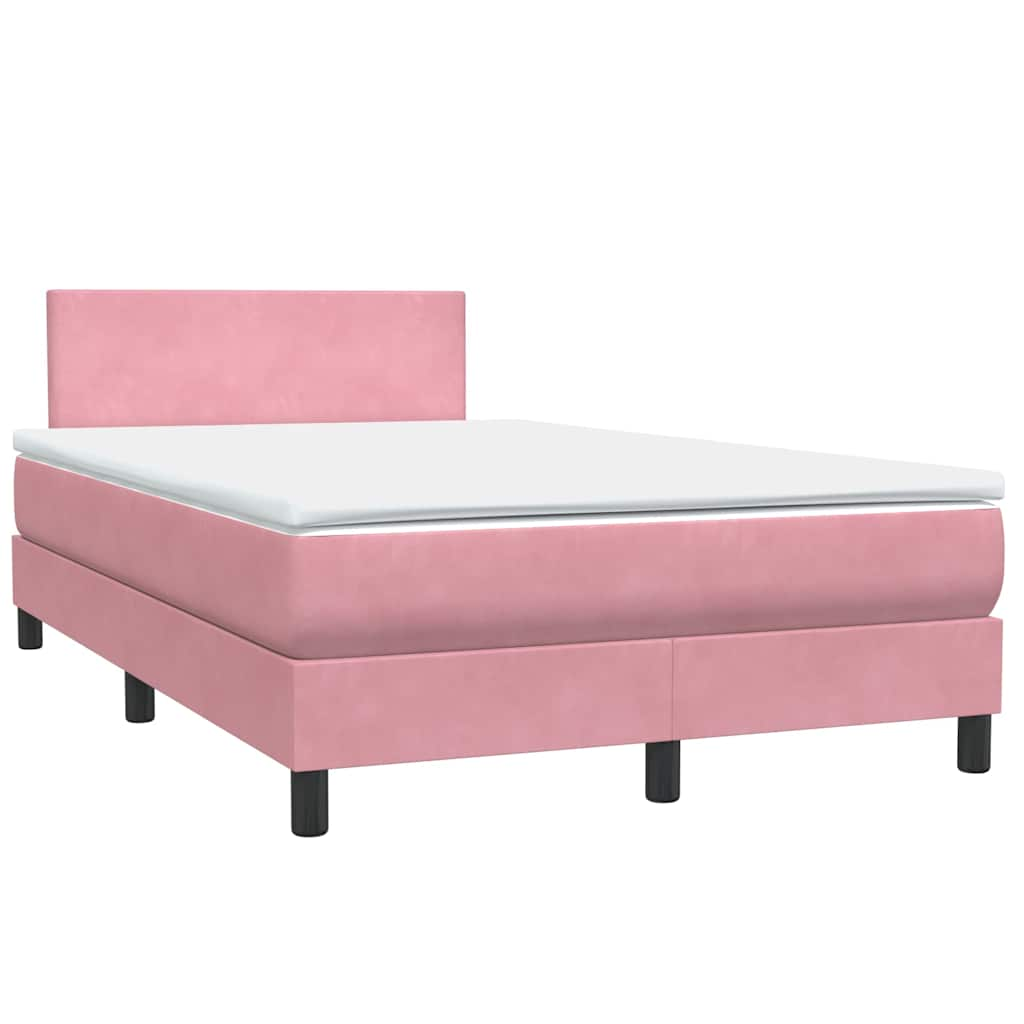 vidaXL Cama box spring con colchón terciopelo rosa 120x210 cm