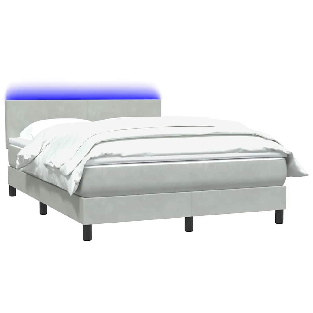 vidaXL Cama box spring con colchón terciopelo gris claro 140x210 cm