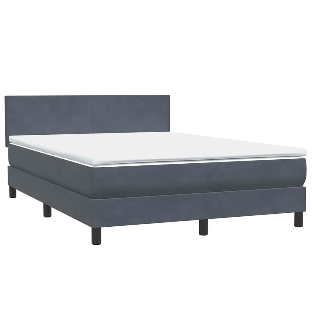 vidaXL Cama box spring con colchón terciopelo gris oscuro 140x210 cm