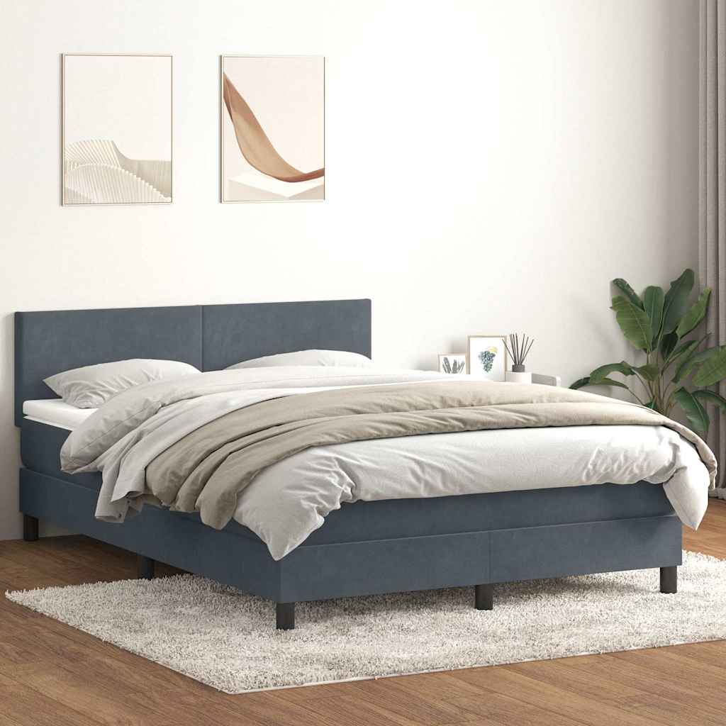 vidaXL Cama box spring con colchón terciopelo gris oscuro 140x210 cm