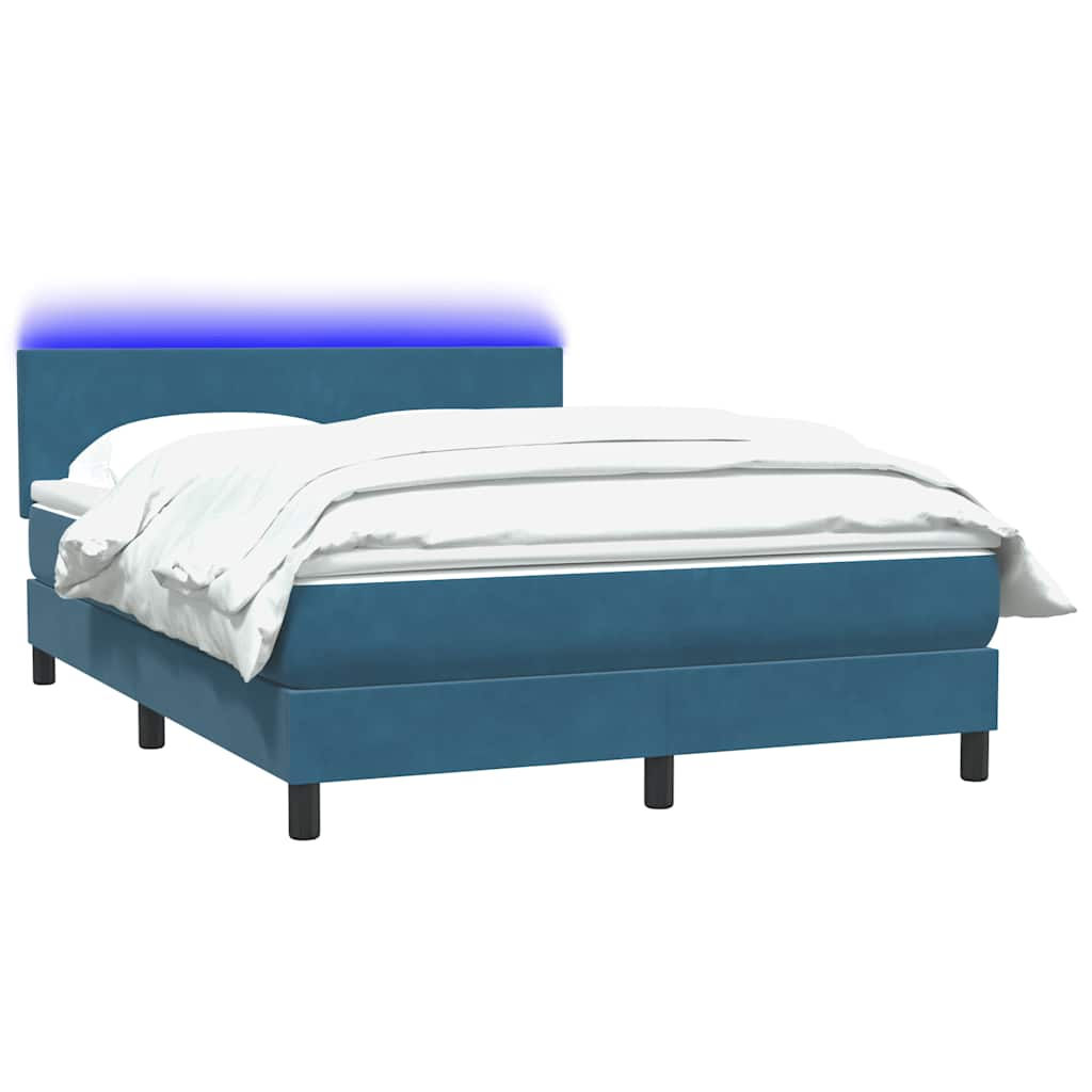 vidaXL Cama box spring con colchón terciopelo azul oscuro 140x210 cm