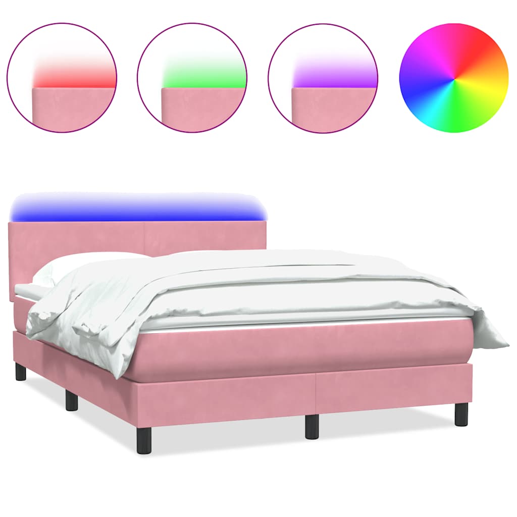 vidaXL Cama box spring con colchón terciopelo rosa 140x210 cm