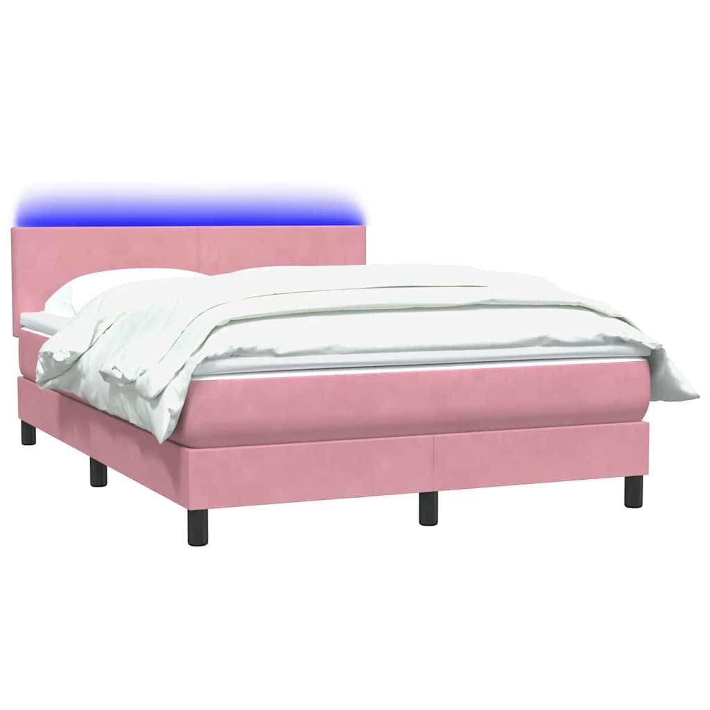 vidaXL Cama box spring con colchón terciopelo rosa 140x210 cm