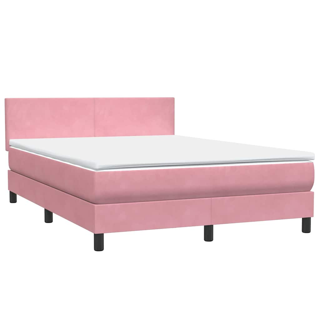 vidaXL Cama box spring con colchón terciopelo rosa 140x210 cm