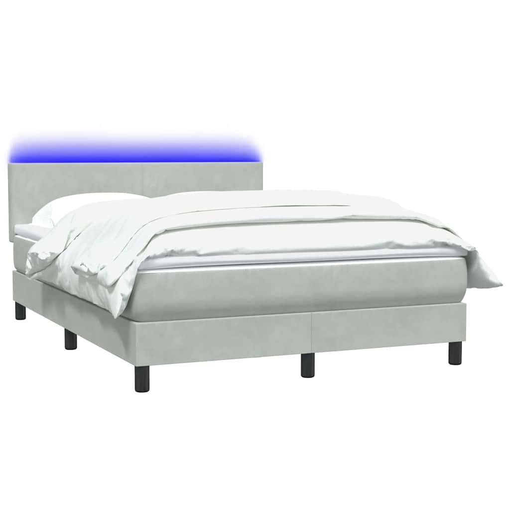 vidaXL Cama box spring con colchón terciopelo gris claro 160x210 cm