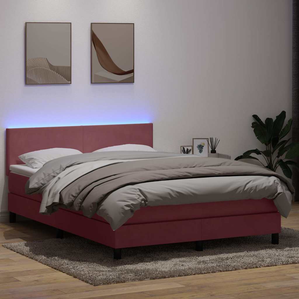 vidaXL Cama box spring con colchón terciopelo rosa 160x210 cm