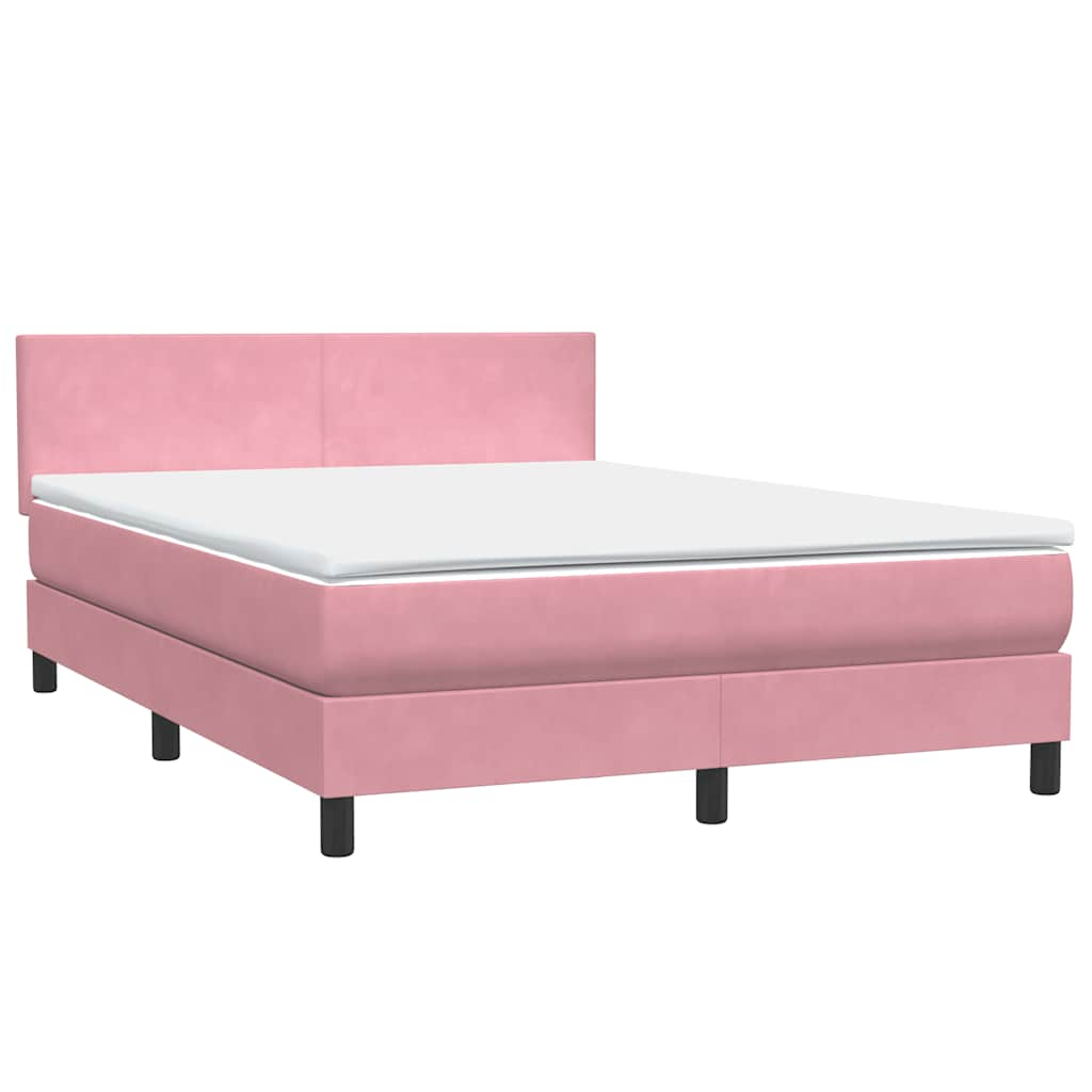 vidaXL Cama box spring con colchón terciopelo rosa 160x210 cm