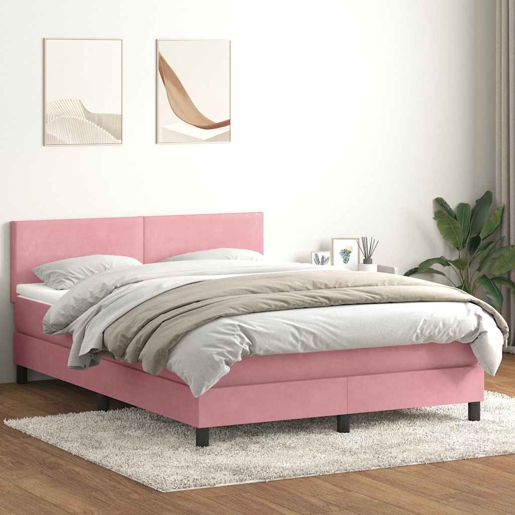 vidaXL Cama box spring con colchón terciopelo rosa 160x210 cm