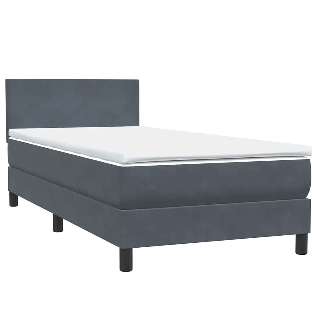 vidaXL Cama box spring con colchón terciopelo gris oscuro 80x220 cm