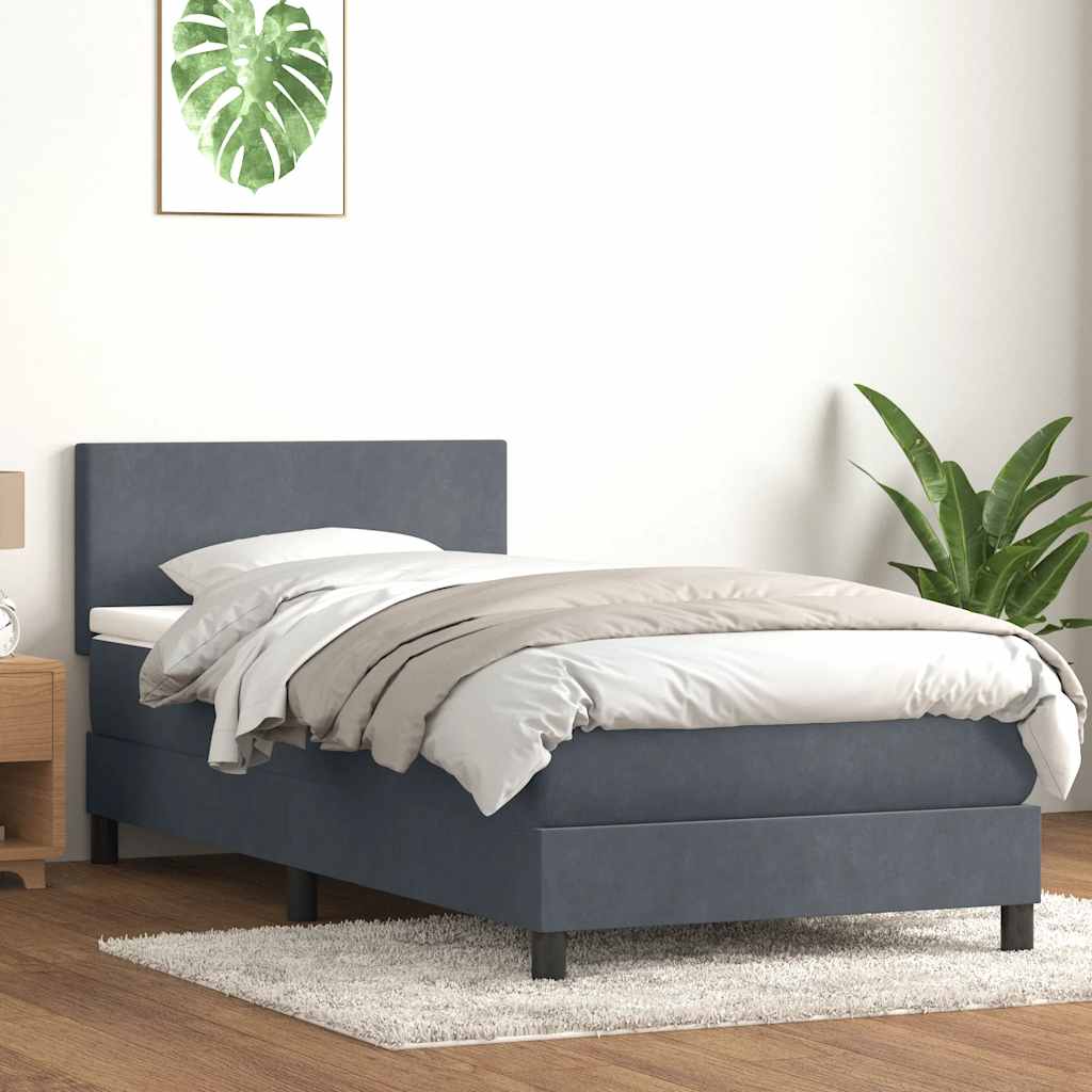 vidaXL Cama box spring con colchón terciopelo gris oscuro 80x220 cm