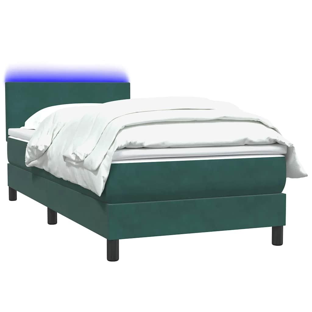 vidaXL Cama box spring con colchón terciopelo verde oscuro 80x220 cm