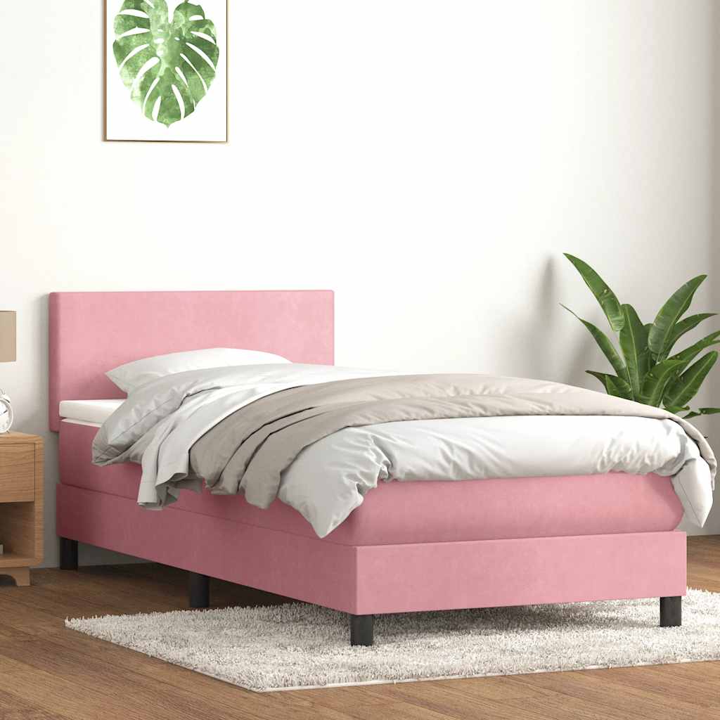 vidaXL Cama box spring con colchón terciopelo rosa 80x220 cm