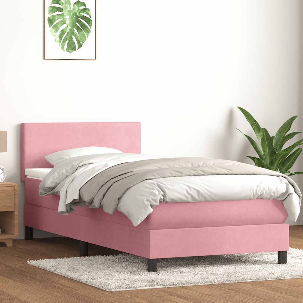 vidaXL Cama box spring con colchón terciopelo rosa 100x220 cm