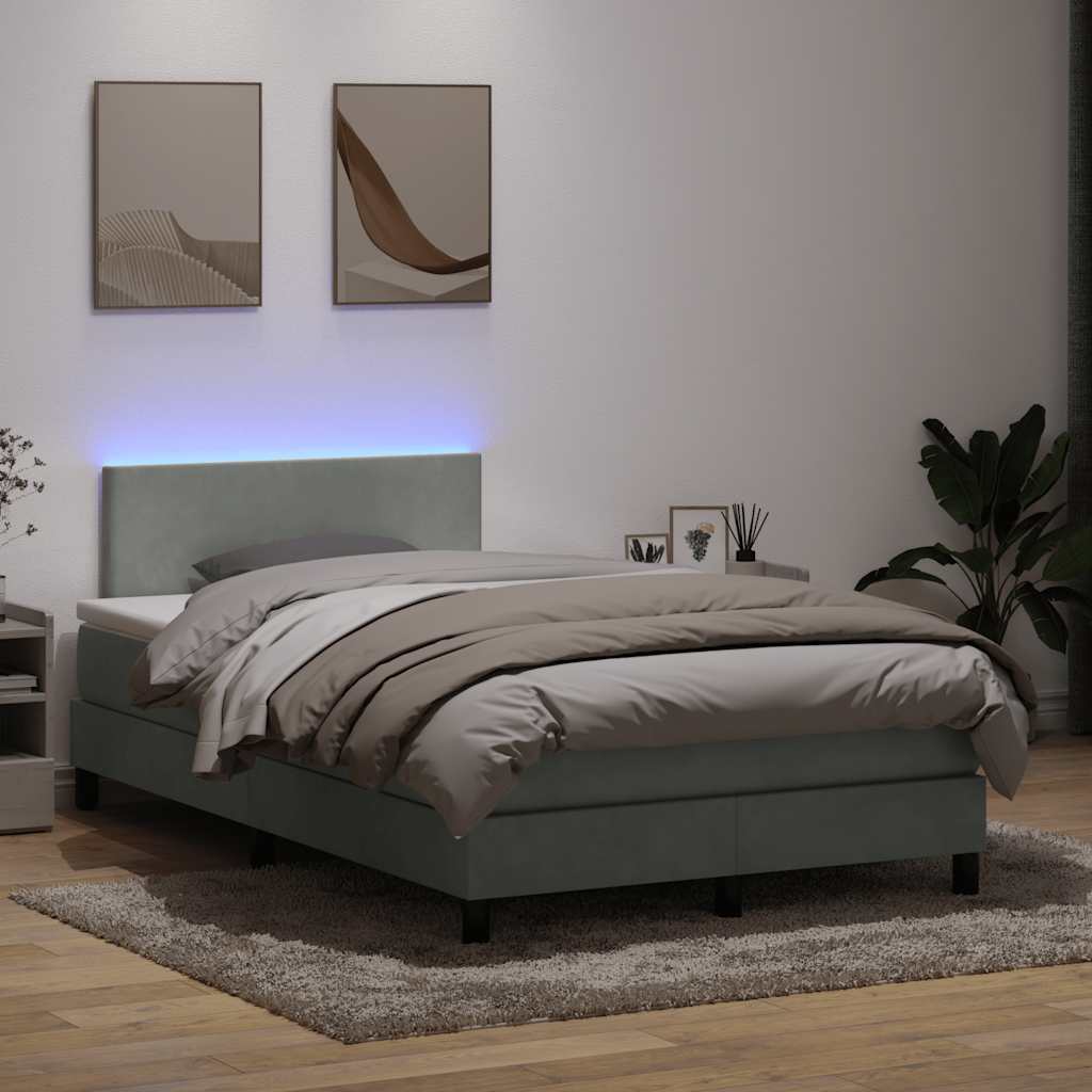 vidaXL Cama box spring con colchón terciopelo gris claro 120x220 cm