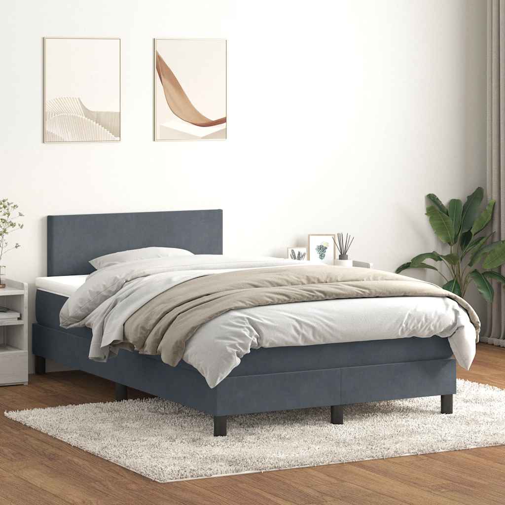 vidaXL Cama box spring con colchón terciopelo gris oscuro 120x220 cm