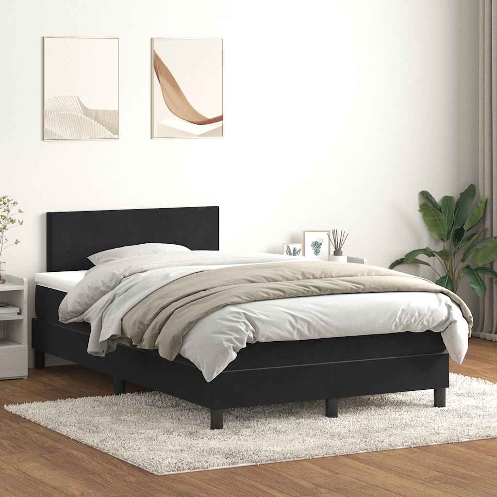 vidaXL Cama box spring con colchón terciopelo negro 120x220 cm