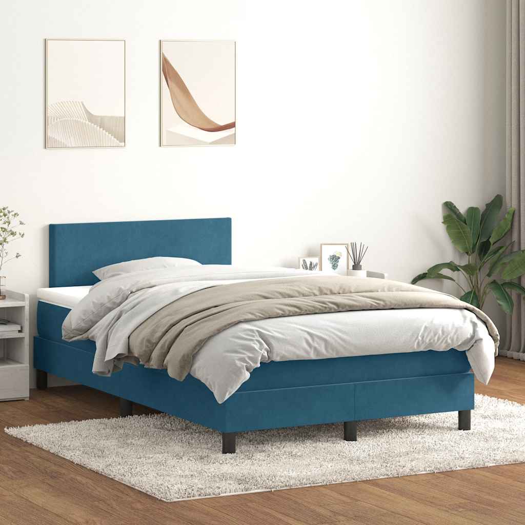 vidaXL Cama box spring con colchón terciopelo azul oscuro 120x220 cm