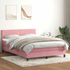 vidaXL Cama box spring con colchón terciopelo rosa 140x220 cm