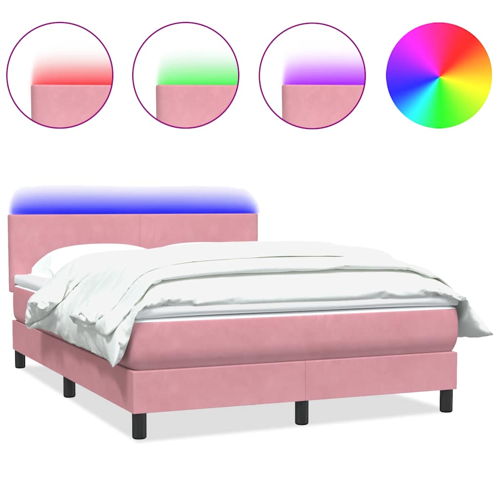 vidaXL Cama box spring con colchón terciopelo rosa 160x220 cm