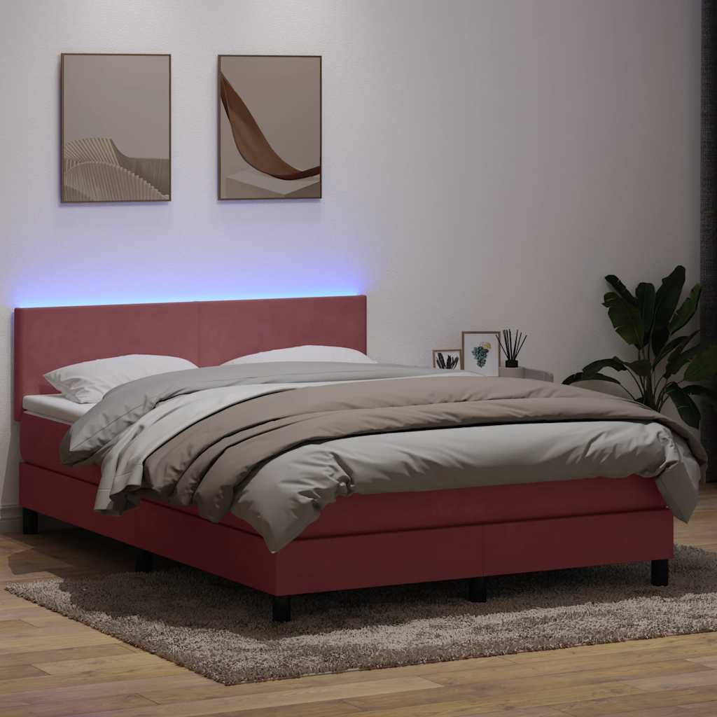 vidaXL Cama box spring con colchón terciopelo rosa 160x220 cm