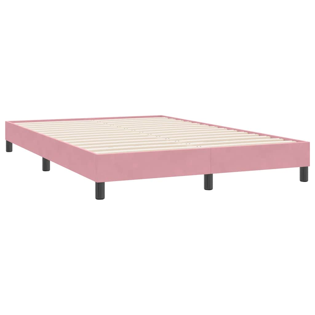 vidaXL Cama box spring con colchón terciopelo rosa 160x220 cm