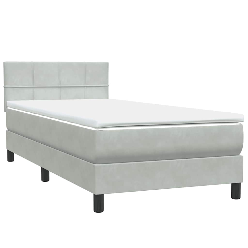 vidaXL Cama box spring con colchón terciopelo gris claro 90x220 cm