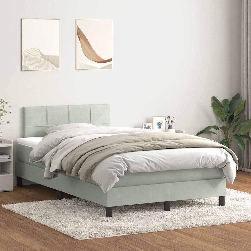 vidaXL Cama box spring con colchón terciopelo gris claro 120x220 cm