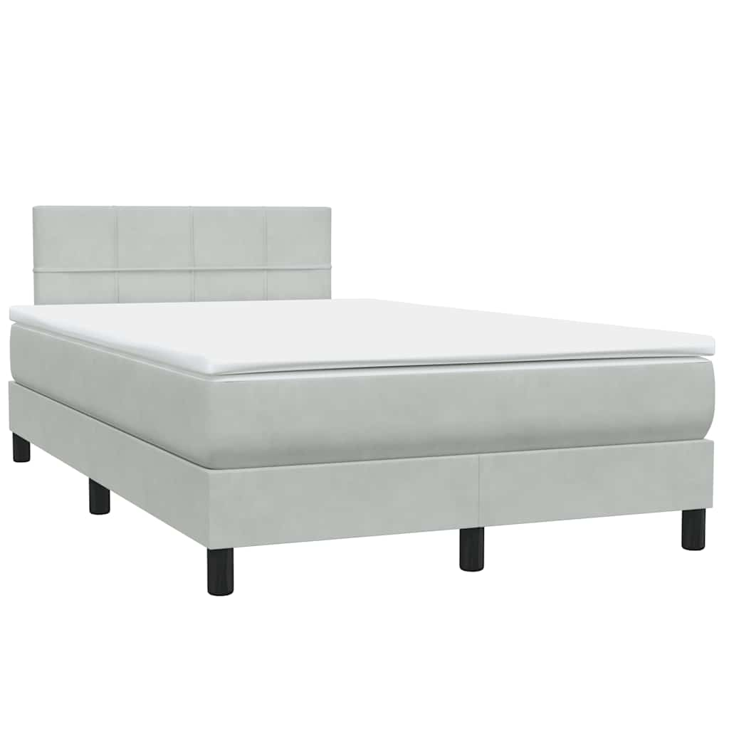 vidaXL Cama box spring con colchón terciopelo gris claro 120x220 cm