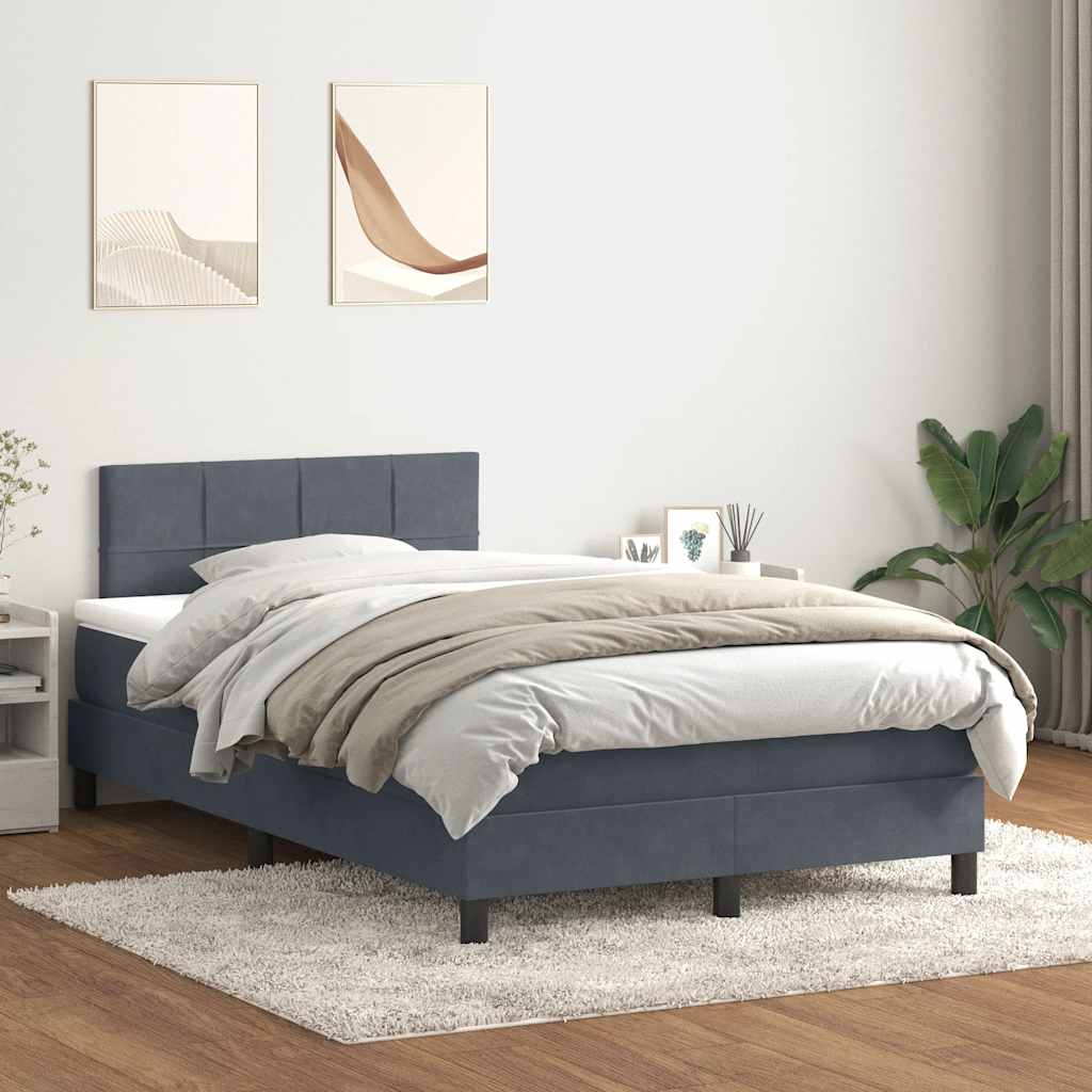 vidaXL Cama box spring con colchón terciopelo gris oscuro 120x220 cm