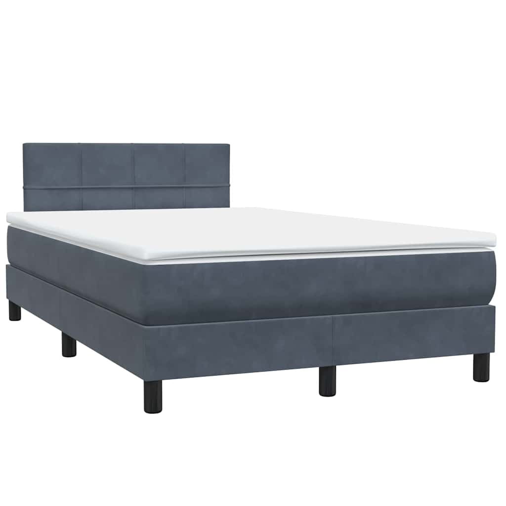 vidaXL Cama box spring con colchón terciopelo gris oscuro 120x220 cm